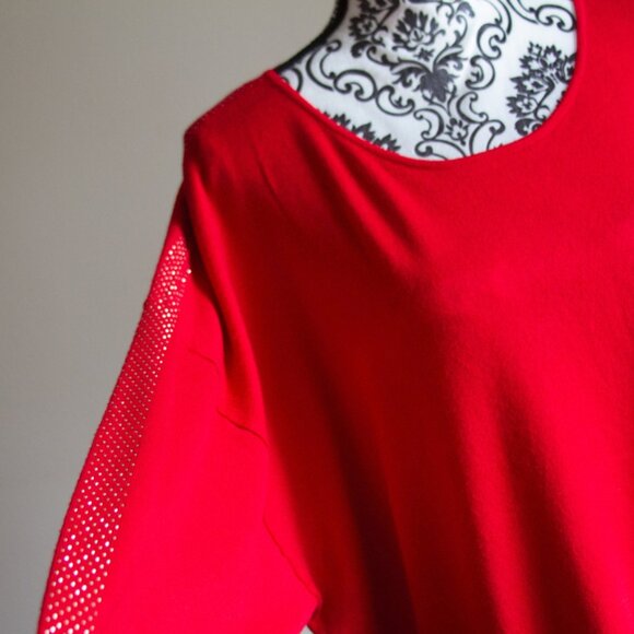 Calvin Klein 3/4 Sleeve Round Neck Dolman Sweater with Studd Sleeve - Red – XL - Picture 2 of 5